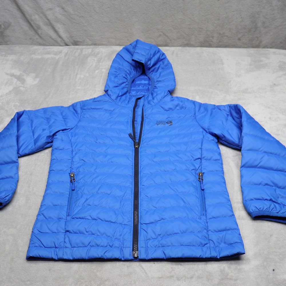 Mountain Hardwear Down Jacket Youth Medium Blue Glen Alpine Hoody Insulated Pack